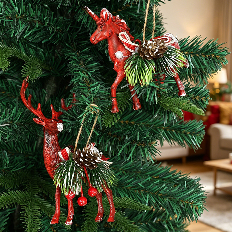 New Christmas decoration elk Christmas hat pendant Christmas tree small pendant high-end forest float party atmosphere