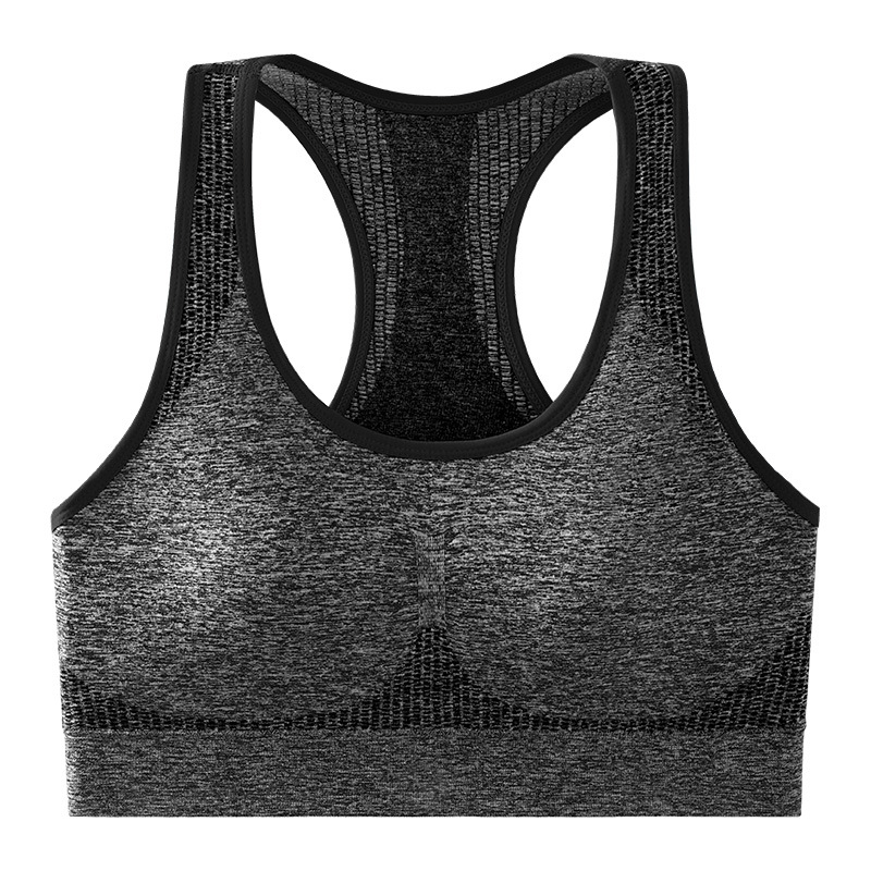Ropa interior de Deportes de espalda de belleza en forma de I de algodón sin costura de alto carbono para mujeres Cuello redondo clásico cómodo piel-pegarse ropa interior deportiva inalámbrica