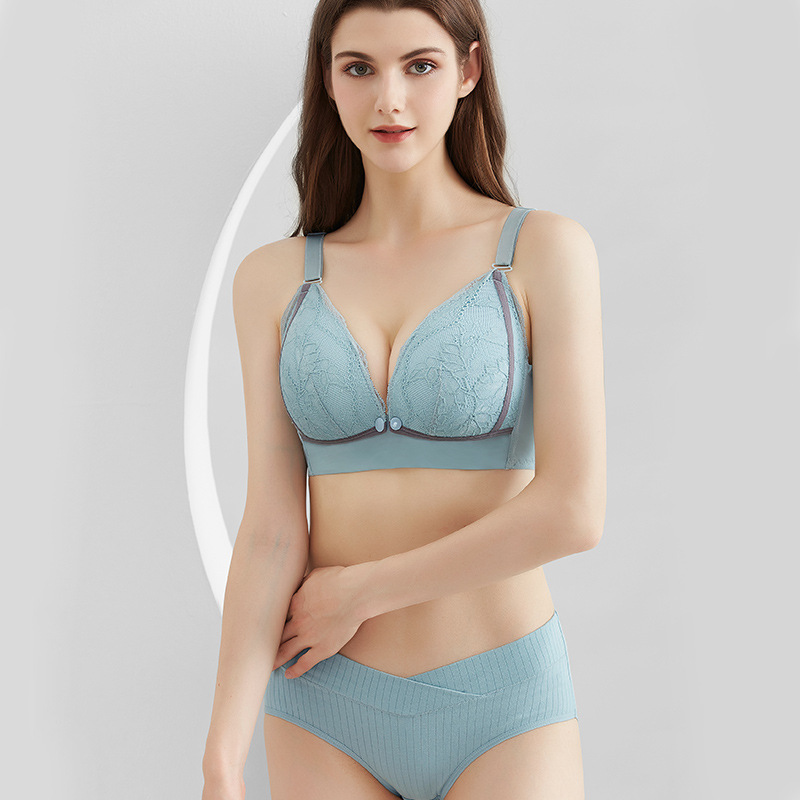 Nueva hebilla frontal inalámbrica ropa interior de maternidad traje sujetador de enfermería más pantalones cortos de maternidad a juego color