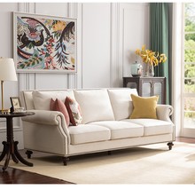 复古墨绿雪尼尔美式轻奢布艺沙发法式客厅小户型客厅高背三人沙发