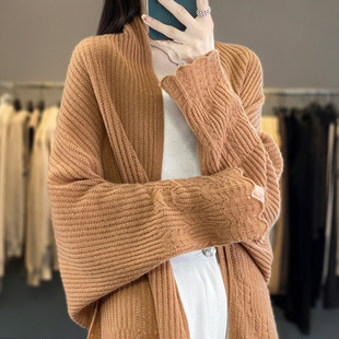 23 autumn and winter New pure wool knitted shawl all-matching scarf women's dual-use loose outer Cape Wool Shawl