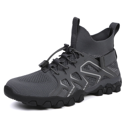 Outdoor hiking shoes, water sports shoes, cross-border river tracing shoes, European and American large size men's breathable high-top mesh hiking shoes