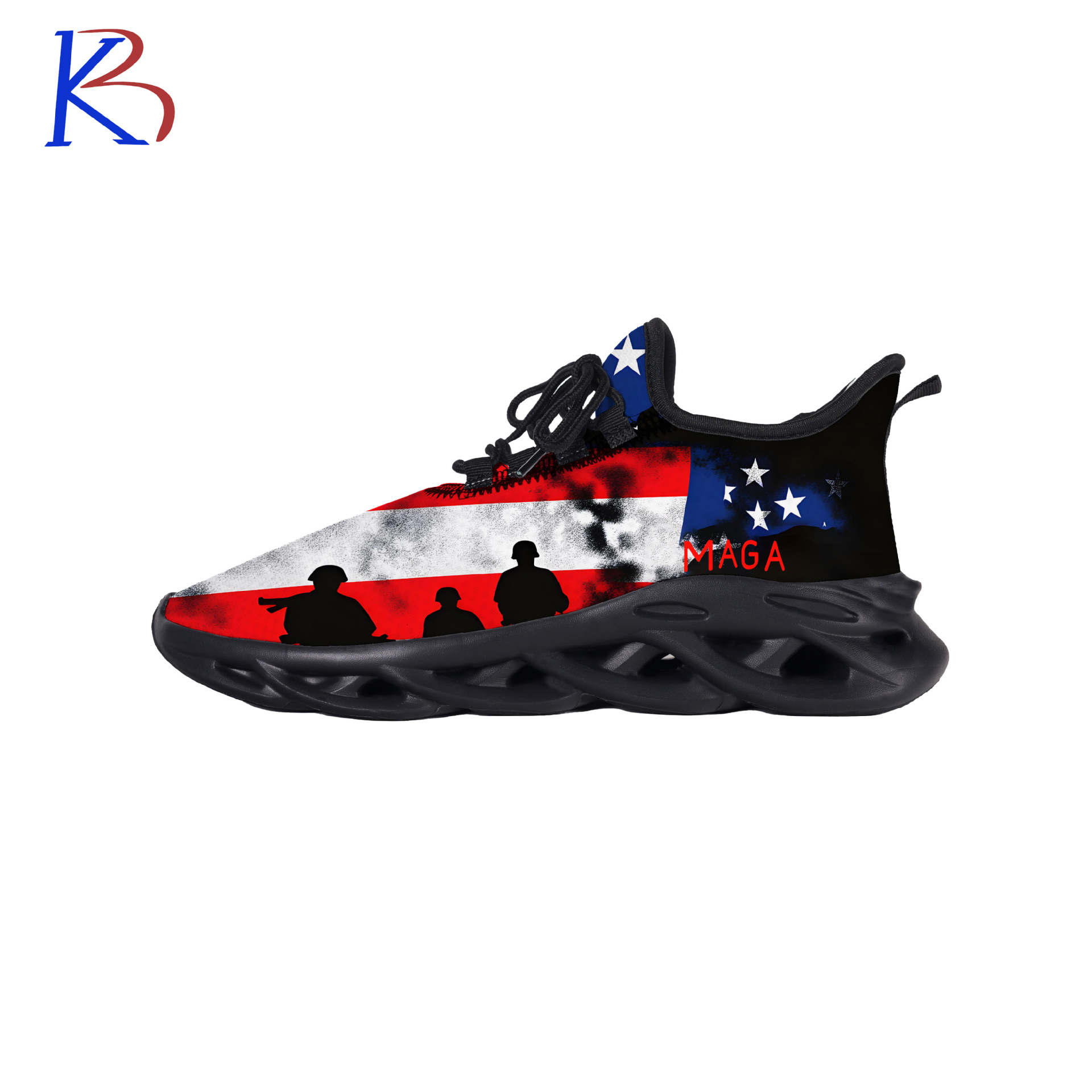 Cross-Border Custom Casual Sneakers with Independence Day Print, Shock-Absorbing, Wear-Resistant, British Flag Blade Mesh Running Shoes