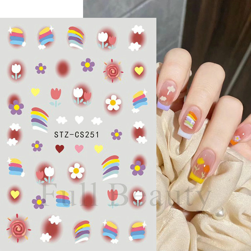 新しいネイルシールinsネット赤同型アニメドーパミン虹バックテープ爪シール卸売りnail|undefined