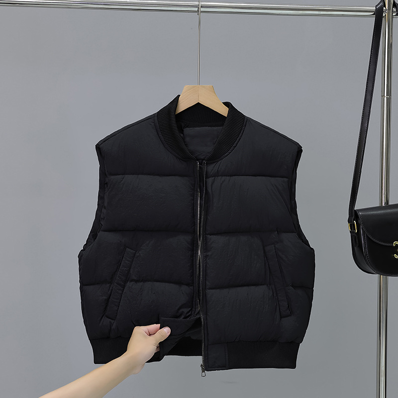 2024 nuevo chaleco de otoño y invierno corto caliente sin mangas chaleco de mujer corto coreano chaleco de hombro chaleco de clip de caballo chaqueta