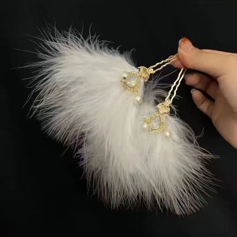 Ventilador de plumas de corona de flores calientes de estilo antiguo se puede usar como pinzas de pelo para tomar fotos accesorios para la cabeza vestidos antiguos super inmortales nuevos accesorios chinos