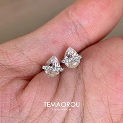 超精致仿莫桑钻水滴耳钉女款养耳洞耳环睡觉不用摘耳饰轻奢高级感