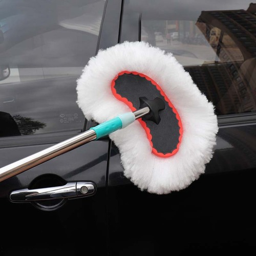 Car milk silk mop, car telescopic brush, multi-functional telescopic soft wax mop, long handle, car wash and dust duster