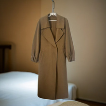 S264 秋冬款时尚高级宽松双面中长款羊毛呢大衣JT