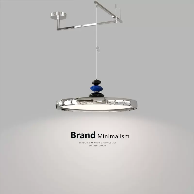 餐厅吊灯摇臂飞碟2025新款包豪斯高端现代简约饭厅可移位餐桌灯