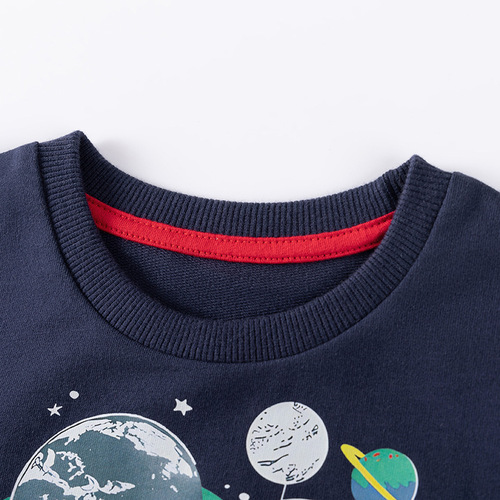 Cross-border children's clothing from Europe and America, dropshipping one piece, autumn boys' hoodie, all-cotton space pattern children's set, wholesale