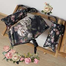 中式复古自动雨伞女士折叠晴两雨用抗风结实遮阳伞防紫外线太阳伞