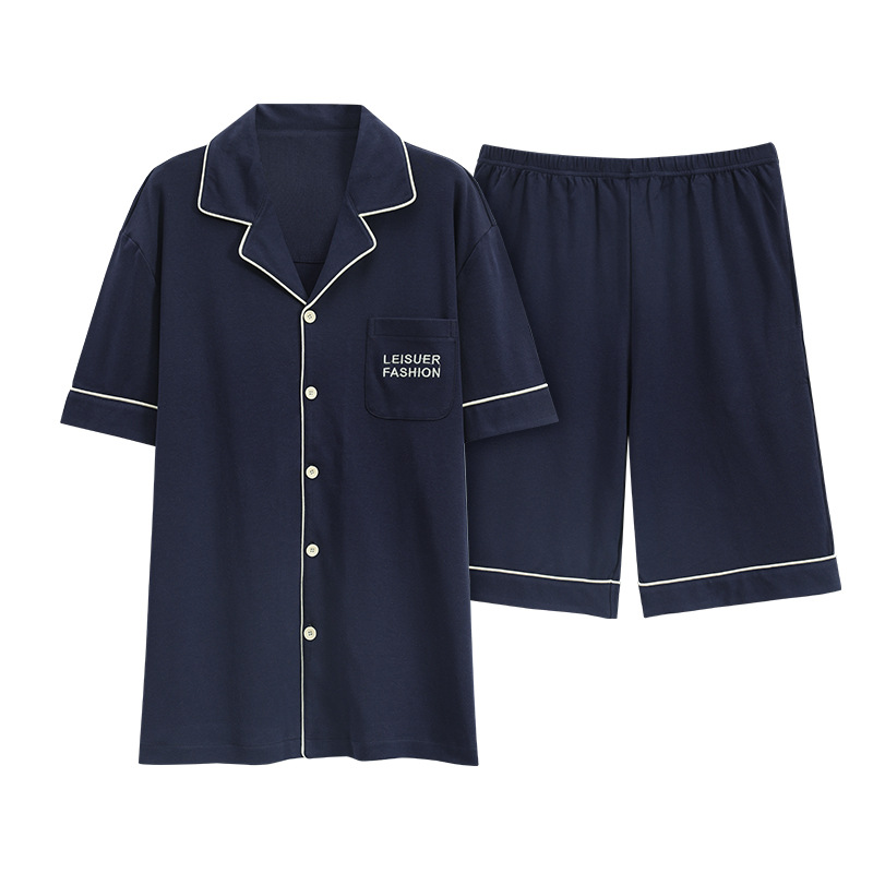 Pijamas de algodón para hombres de verano nuevo de manga corta casual cómodo suelto más tamaño ropa de abrigo homewear traje Delgado