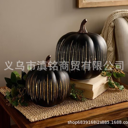 跨境热卖 Starry Night Glass Pumpkin Orange万圣节南瓜装饰摆件|undefined