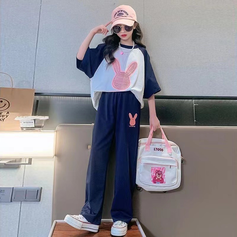 화이트 더블 토끼 반팔 세트