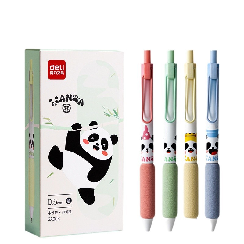 델리 귀여운 팬더 속건 젤펜 학생용 브러시펜 ST 헤드 0.5 블랙 워터펜 문구 도매