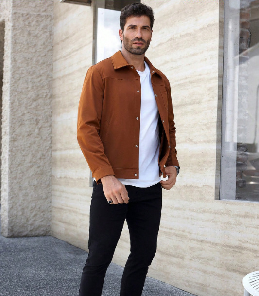 Giacca a camicia da uomo casual a maniche lunghe con colletto_voghion.com