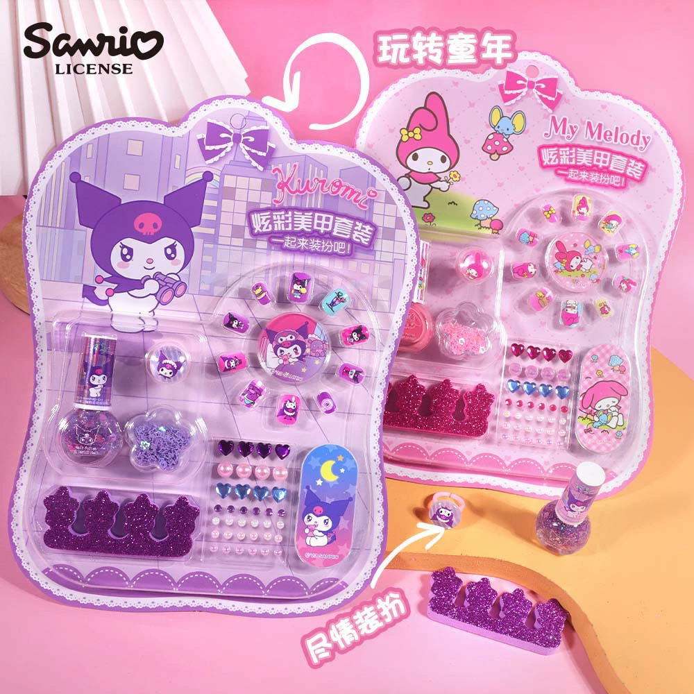 Sanrio Cartoon diy без рваного лака для ногтей наклейки для ногтей женский макияж обнаженный детский косметический набор