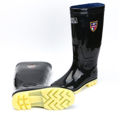 Safety leather-soled rain boots, rubber-plastic acid and alkali-resistant mid-calf water boots, waterproof and anti-slip summer boots for men and women