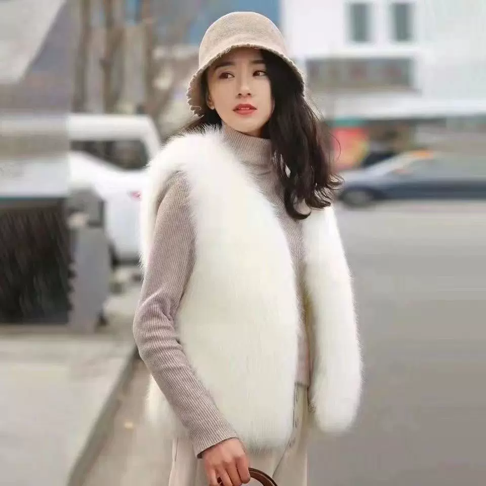 海宁秋冬女款皮草仿狐狸毛马甲时尚气质马夹短款毛毛百搭外穿坎肩