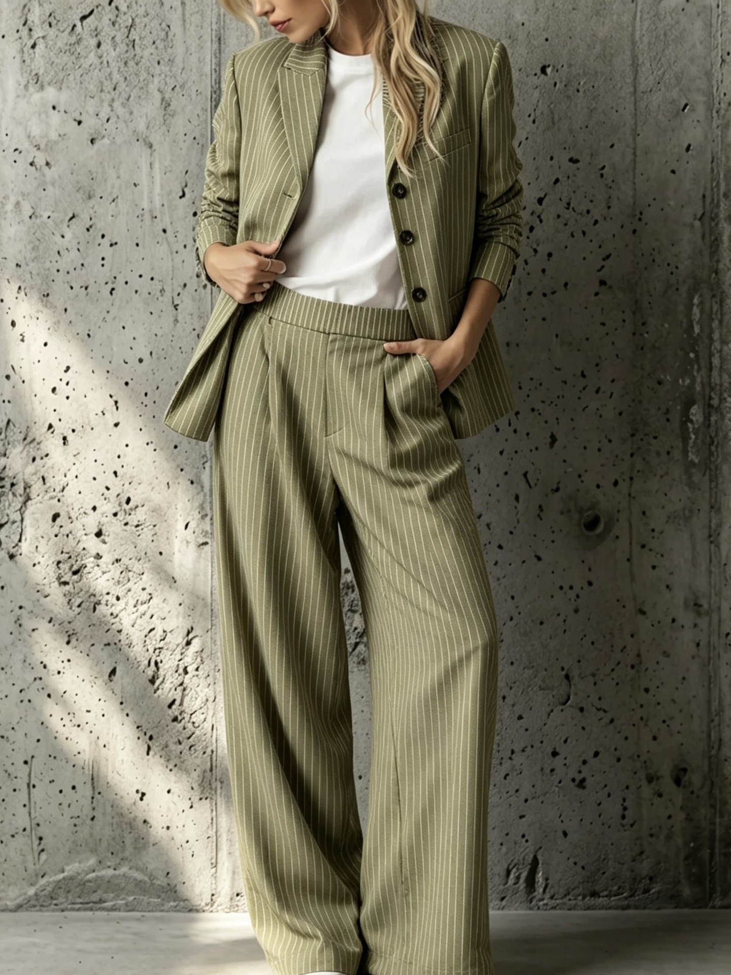 2026 Fall/Winter New Cross-Border Commuting Casual Blazer and High-Waisted Wide-Leg Pants Two-Piece Set European and American Foreign Trade Women's Clothing