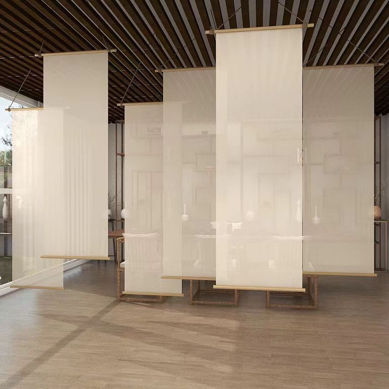 New Chinese and Japanese-style Hemp Rope Decorative Hanging Curtain Linen Yarn Lifting Screen Rolling Curtain Electric Curtain for Tea Room and Hall