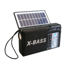 厂家出口多波段便携式MP3播放带电筒蓝牙太阳能板充电手调收音机