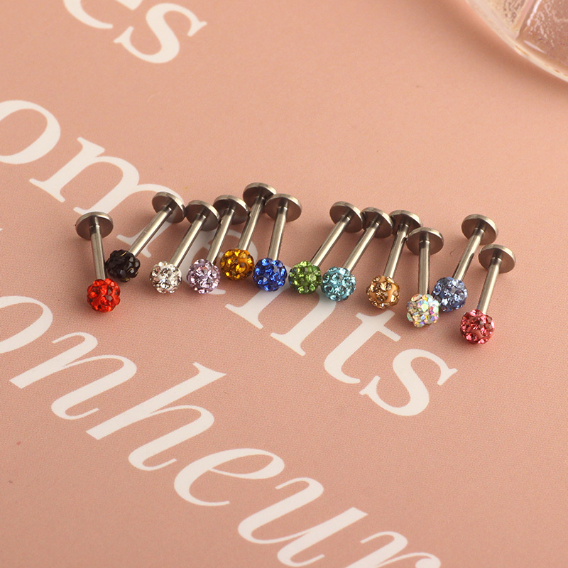 G23 Titanium Lip Stud 8mm Ball Flat Bottom Rod Earrings Body Piercing Jewelry detail image 9