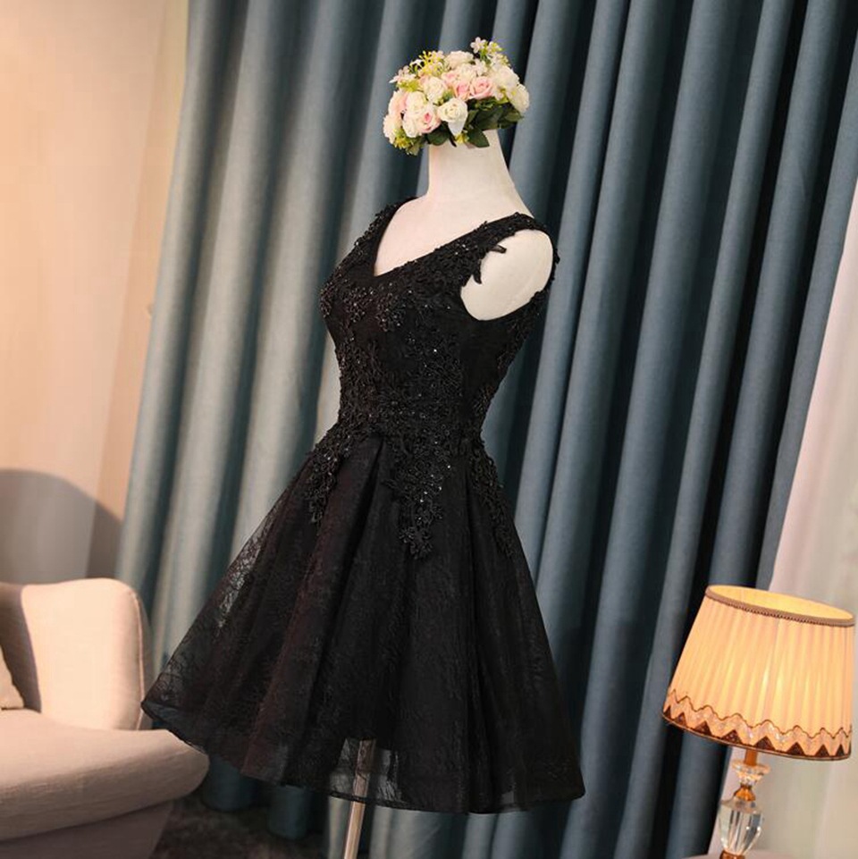 AliExpress Foreign Trade Black Evening Dress for Prom Elegant Sleeveless Sequin Tulle applique Annual Meeting Midi Dress for Women