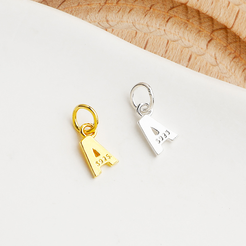 925 Sterling Silver Material 1 Piece 6*8.3mm 925 Sterling Silver Letter Pendant DIY Accessories