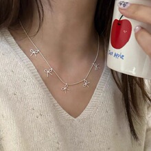 韩系简约小众少女感蝴蝶结项链轻奢精致百搭锁骨链甜美高级感颈链