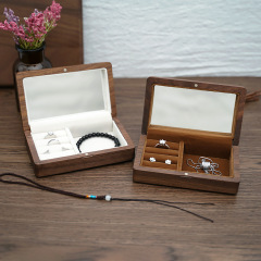 Black walnut solid wood black clever jewelry box necklace ear jewelry earrings high-end storage box bracelet portable storage box