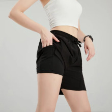 外贸跨境高品质中高腰双层防走光跑步裤休闲运动短裤女速干训练裤