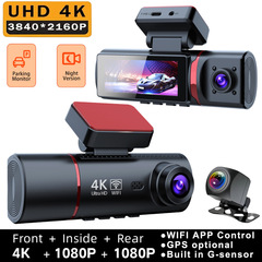 クロスボーダー4K 3レンズドライブレコーダー WiFi携帯電話相互接続ナイトビジョン広角反転画像3録画レコーダー
