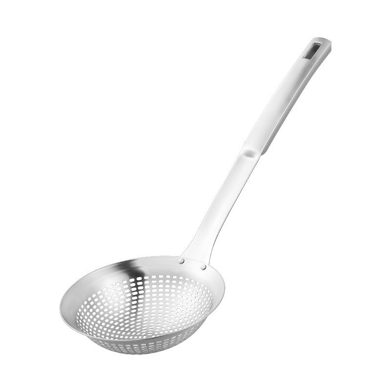 304 de acero inoxidable gran colador engrosado mango largo fideos cuchara olla caliente picante caliente frito drenaje grueso agujero cuadrado mango colador
