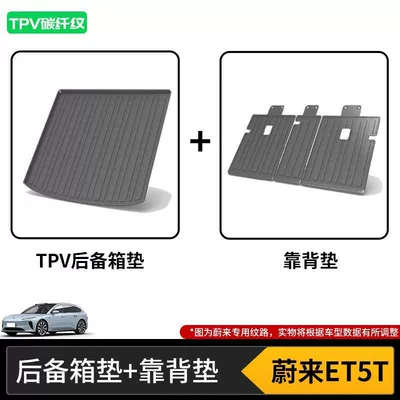 Suitable for Weilai Special Trunk Mat 8Es6Ec7Et5T Car Interior Decoration Supplies Modified Accessories Trunk Mat 2 (Trunk Mat) - 23-25-weilai-et5t-trunk-mat-back-cushion-high-end-tpv-carbon-fiber-pattern-material