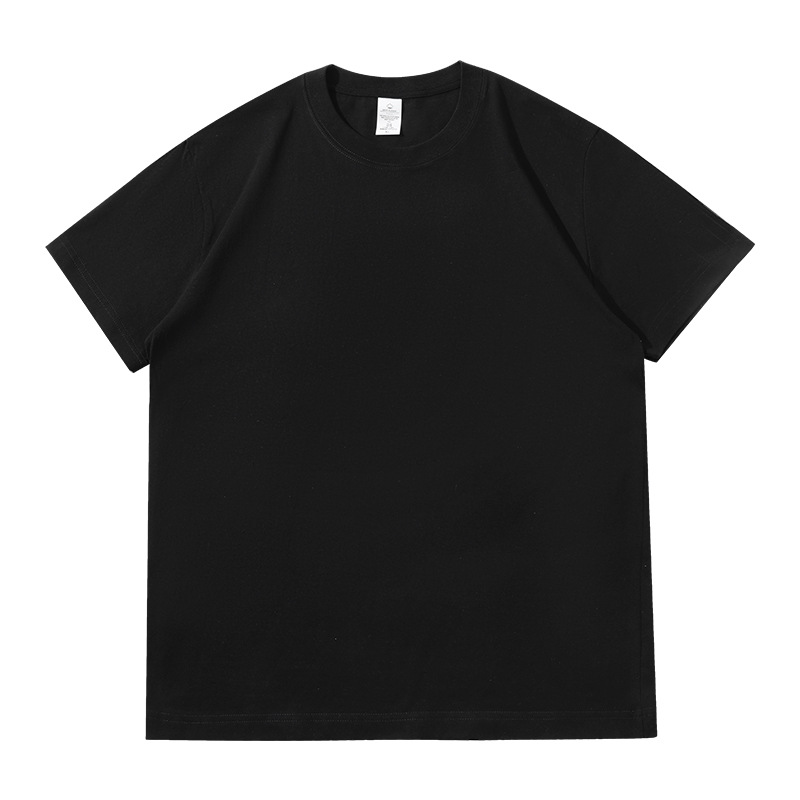 Camiseta de algodón de cuello redondo de manga corta de 200 g pesada, simple y básica, camiseta cómoda, succión de sudor, camiseta de algodón seca, no sofocada