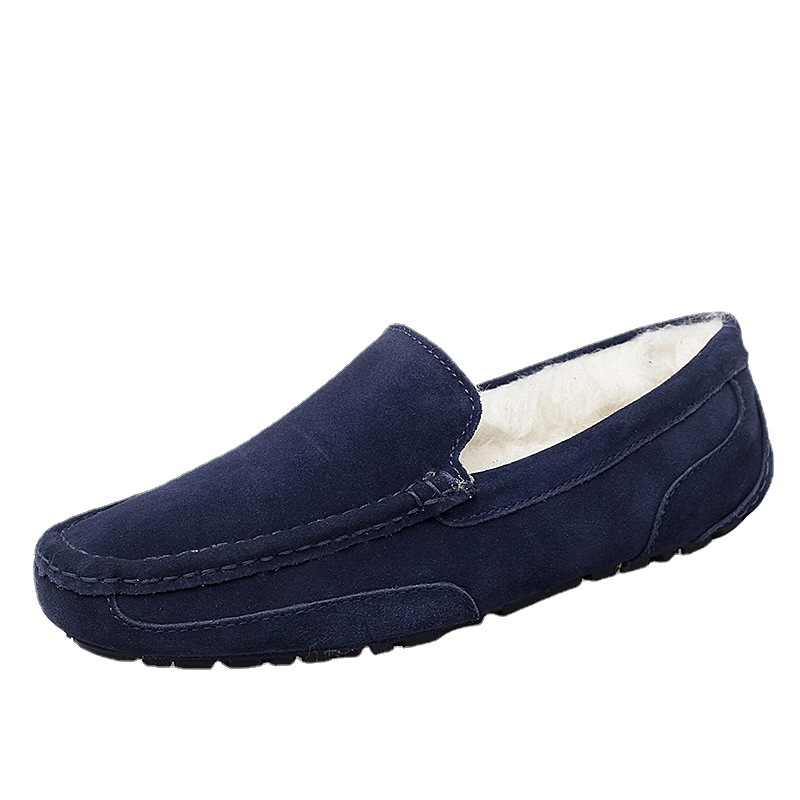 Transfronterizo más el tamaño de los zapatos de los hombres de moda casual forrado de lana caliente Otoño e Invierno ligero perezoso slip-on zapatos de conducción