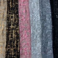 厂家直销 珠片亮片绣花 重工蕾丝面料 色织刺绣指南针珠绣 绣花布