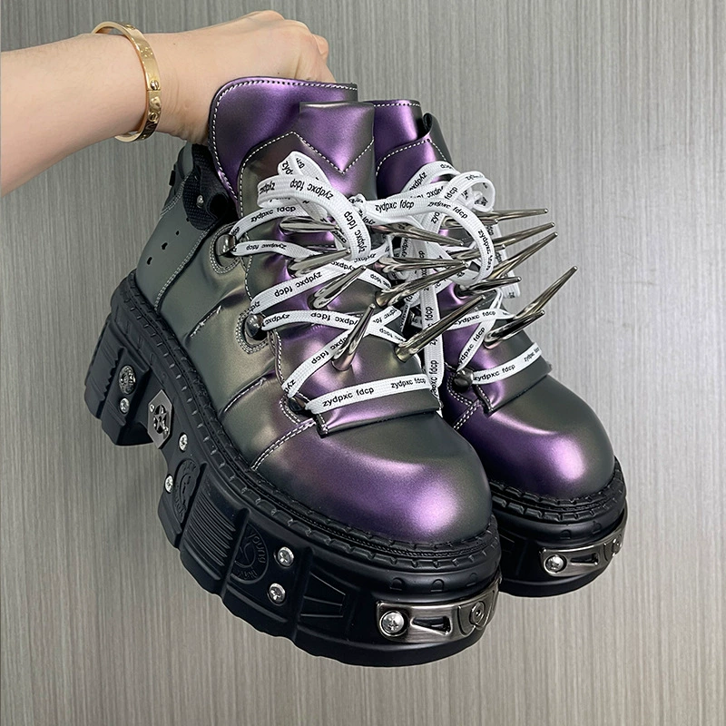 Ретро кожаные туфли на платформе с эффектом увеличения роста, осенняя новинка из Испании, модные повседневные рок-туфли на толстой подошве 561216-Z