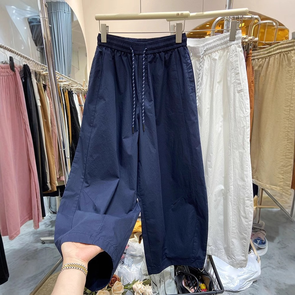 [Exclusively for Southeast Asia] Casual Loose Wide-Leg Pants for Women, Summer Straight Pants for Small People, Nine-Point Harem Daddy Pants