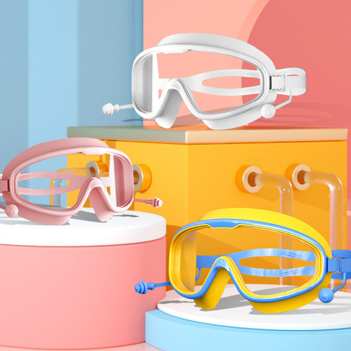 Factory direct sales children's swimming goggles for girls and boys large frame waterproof and anti-fog high-definition transparent student baby swimming goggles