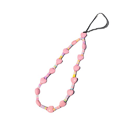 Korean version of the new ins creative bohemian soft pottery love flower beaded mobile phone lanyard acrylic mobile phone chain