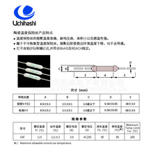 日本UCHIHASHI内桥V3F 陶瓷热熔断器 115度3A 不可恢复保险丝