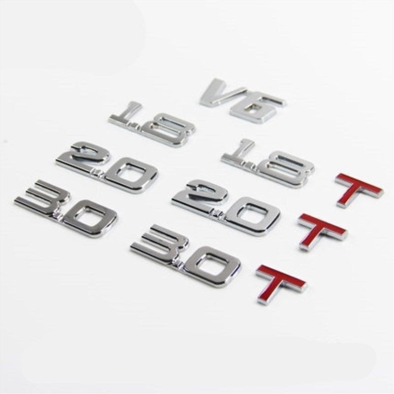 Car 1.8T 2.0T 2.5 Displacement Letter Text Metal 3D Creative Lettering 4WD 1.5T Tail Emblem Sticker_voghion.com