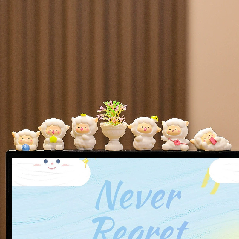 Украшение дисплея компьютера, милый стол, украшения для работы для начинающих, мини-мультяшная кукла, офисные деликатесы, ягненок