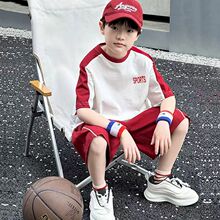 夏季新款儿童短袖短裤套装中小男童时尚休闲字母印花圆领运动套装