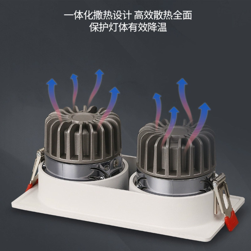 Spotlight pequeña colina de doble cabeza lámpara de rejilla empotrada antideslumbrante hogar comercial Full Spectrum COB lámpara de techo lámpara de cubo