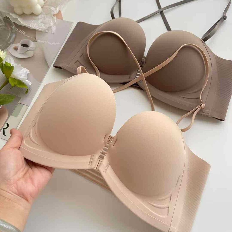 5860 New Double Buckle Super Push-up Non-slip Beauty Back Underwear Push-up Double Buckle Detachable Shoulder Strap Bra