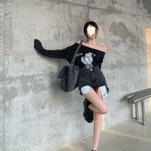 2025休闲宽松露肩长袖T恤女秋季设计感